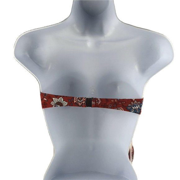 Women Medium MINKPINK Lucia Red Floral Bandeau Bikini Top - Picture 3 of 8